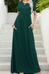Robe longue à col rond et poches